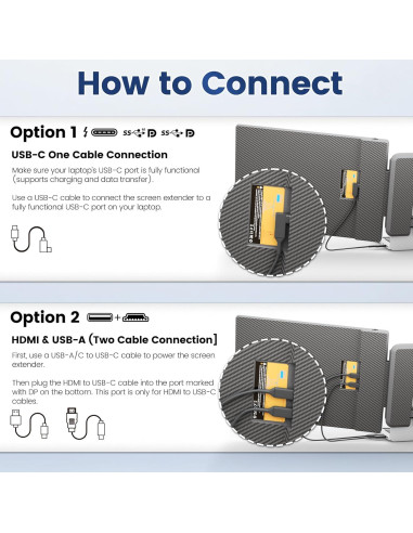 Extensión de Pantalla Cenerius 2K 14" para Laptop IPS