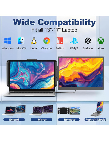 Extensión de Pantalla Cenerius 2K 14" para Laptop IPS