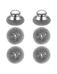 Juego de estropajos de acero inoxidable KTOJOY con 2 mangos y 4 almohadillas