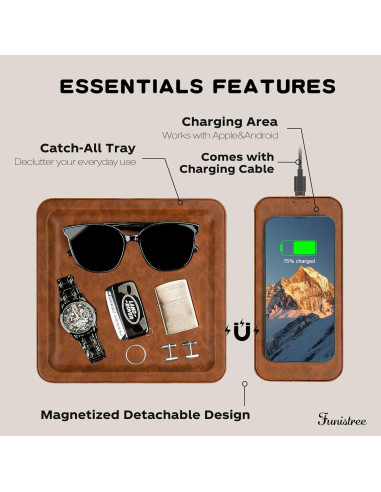 Bandeja de Carga Inalámbrica de Cuero Funistree 15W
