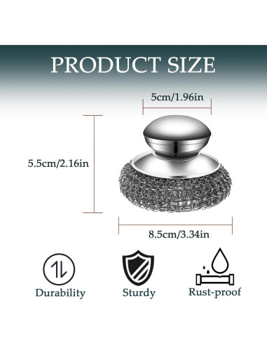 Juego de estropajos de acero inoxidable KTOJOY con 2 mangos y 4 almohadillas