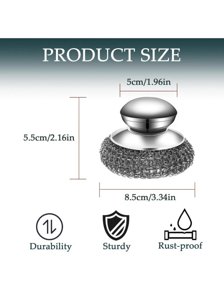 Juego de estropajos de acero inoxidable KTOJOY con 2 mangos y 4 almohadillas