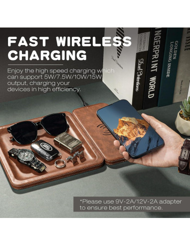 Bandeja de Carga Inalámbrica de Cuero Funistree 15W