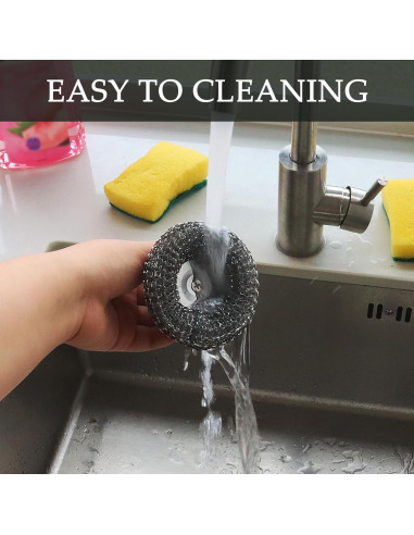 Juego de estropajos de acero inoxidable KTOJOY con 2 mangos y 4 almohadillas