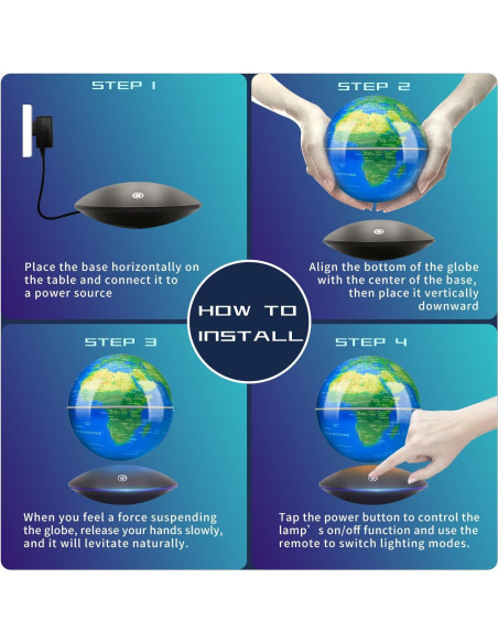 Globo Levitatante Magnético Poojaed 15.24 cm Mapa Mundial LED
