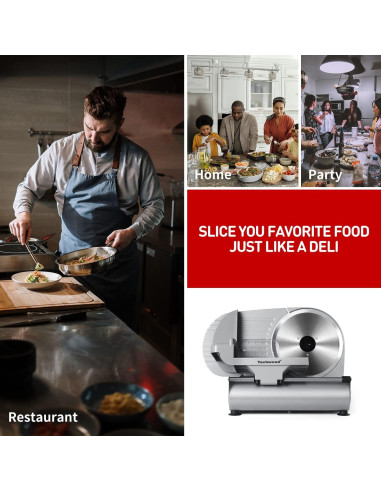 Cortadora de Carne Eléctrica Techwood 200W con Cuchilla 22.86cm