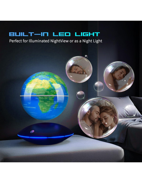 Globo Levitatante Magnético Poojaed 15.24 cm Mapa Mundial LED