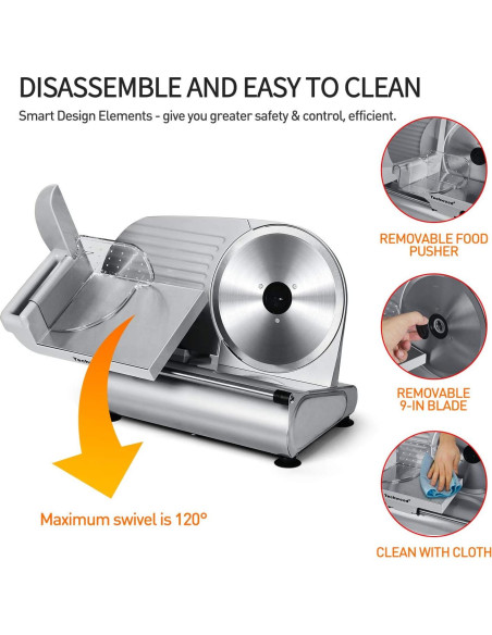 Cortadora de Carne Eléctrica Techwood 200W con Cuchilla 22.86cm