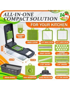 Cortador de Verduras Manual LIBERHAUS 14 en 1 con Contenedor 2