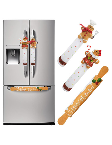 Juego de Fundas para Manijas de Refrigerador Navidad NuestroCalor - 3 Unidades Jengibre