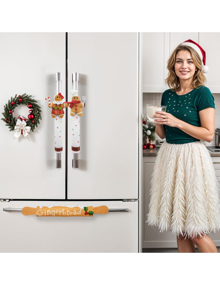 Juego de Fundas para Manijas de Refrigerador Navidad NuestroCalor - 3 Unidades Jengibre