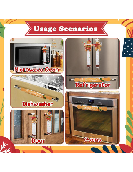 Juego de Fundas para Manijas de Refrigerador Navidad NuestroCalor - 3 Unidades Jengibre
