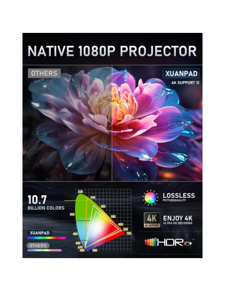 Proyector XuanPad Full HD 1080P Portátil WiFi Bluetooth 6