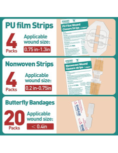 Kit de Cierre de Heridas AZEN 28 Piezas Vendajes Mariposa 2