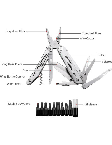 Cuchillo Multiuso RoverTac 18 en 1 Acero Inoxidable Camping
