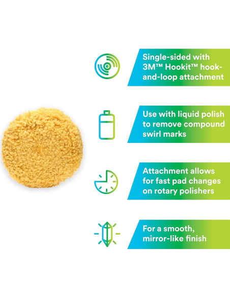 Almohadilla de Pulido de Lana 3M 9" (22.86 cm) Amarillo