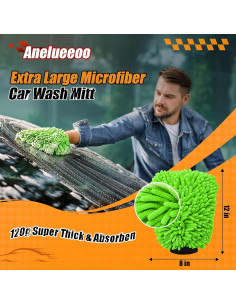 Mitón de Lavado de Autos Anelueeoo Microfibra Chenille 20x30cm 2