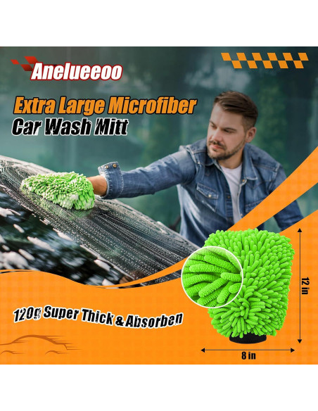 Mitón de Lavado de Autos Anelueeoo Microfibra Chenille 20x30cm