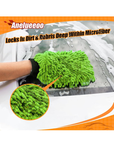 Mitón de Lavado de Autos Anelueeoo Microfibra Chenille 20x30cm