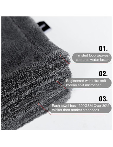 Paquete de 2 Toallas de Secado XL Singrune 1300GSM Microfibra