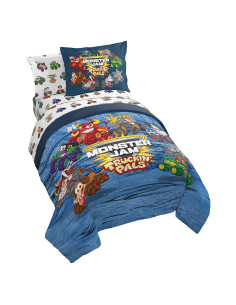 Conjunto de Cama Twin 5 Piezas Monster Jam - Edredón y Sábanas