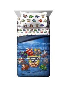 Conjunto de Cama Twin 5 Piezas Monster Jam - Edredón y Sábanas 2
