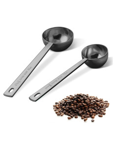 Set de 2 Cucharas Medidoras de Café Safring - Acero Inoxidable Negro
