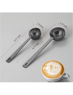 Set de 2 Cucharas Medidoras de Café Safring - Acero Inoxidable Negro 2