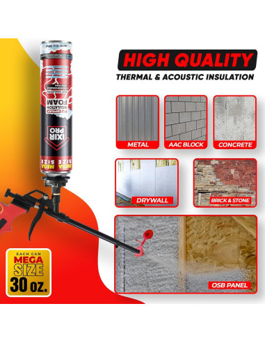 Espuma de Aislamiento en Spray ixirpro 850 g - Sellador Expandible