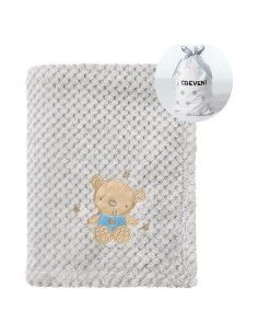 Manta Suave CREVENT 76x102cm Oso Bebé para Cuna y Cochecito