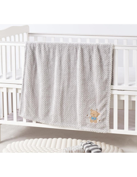 Manta Suave CREVENT 76x102cm Oso Bebé para Cuna y Cochecito