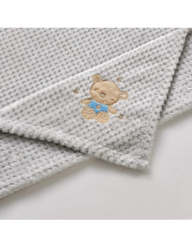 Manta Suave CREVENT 76x102cm Oso Bebé para Cuna y Cochecito