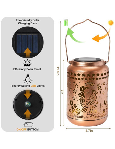 Linterna Solar Decorativa Buwheekoki Cardenal IP65 17cm