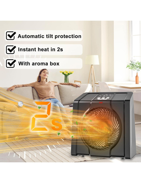 Calentador Eléctrico HEATIT 1500W con Termostato Digital Negro