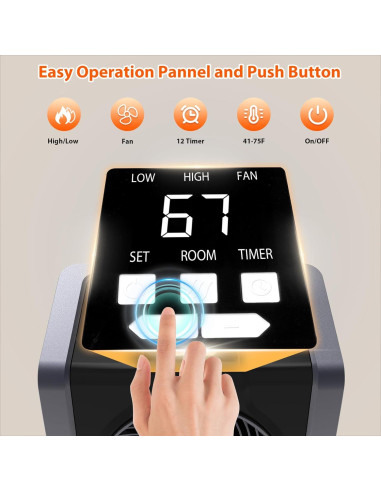 Calentador Eléctrico HEATIT 1500W con Termostato Digital Negro
