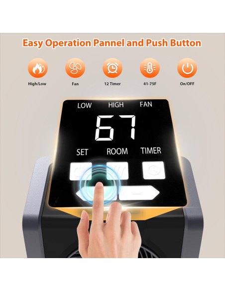 Calentador Eléctrico HEATIT 1500W con Termostato Digital Negro