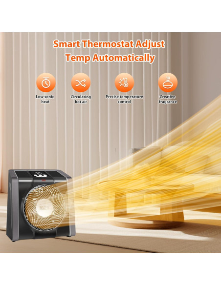 Calentador Eléctrico HEATIT 1500W con Termostato Digital Negro