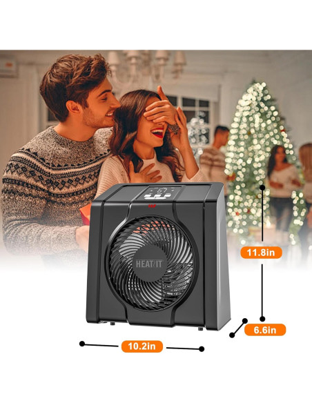 Calentador Eléctrico HEATIT 1500W con Termostato Digital Negro