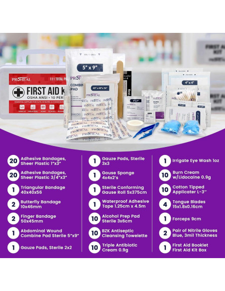 Kit de Primeros Auxilios ProHeal para 10 Personas - 111 Suministros
