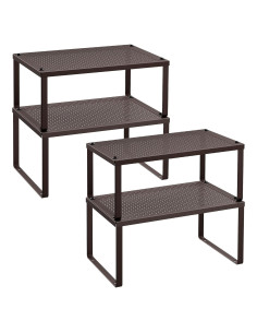 Estantes de Especias SONGMICS, Juego de 4, Metal Marrón, Expandibles