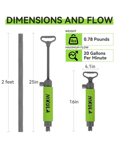 Bomba de Achique Manual HIKULA para Kayak 43 cm Verde