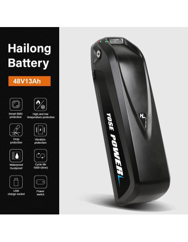 Batería de Ebike Yose Power 48V 13Ah para Motor 200-1000W