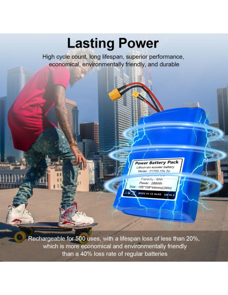 Batería de Skateboard Eléctrico 36V 8Ah Genérico Compatible