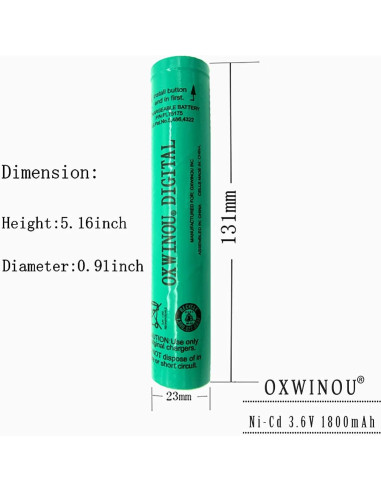 Batería recargable Ni-CD 3.6V 1800mAh OXWINOU para Streamlight