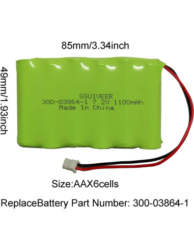 Batería Ni-MH 7.2V 1100mAh GSUIVEER para Alarma Honeywell