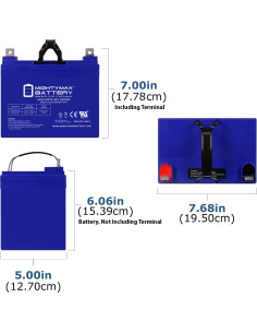 Batería Gel 12V 35AH Mighty Max - Paquete de 2 para Carrito de Golf 2