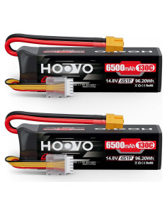 Batería Lipo HOOVO 4S 14.8V 6500mAh 130C XT60 - 2 Paquetes