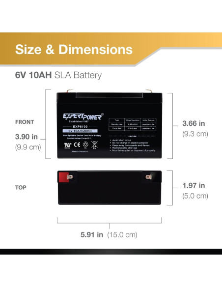 Batería de Plomo Sellada 6V 10AH ExpertPower con Terminal F1
