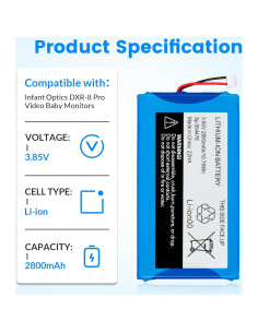 Batería de Reemplazo 7717 para Monitor Bebé Infant Optics DXR-8 Pro 2800mAh 2