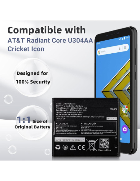 Batería de Reemplazo LT25H426271B para AT&T Radiant Core U304AA